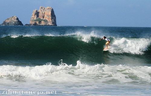 Surfer at the Karma Surfer National Competition at Las Escolleras, Ixtapa