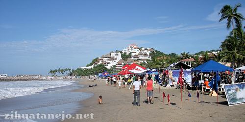 Beach scene at Karma Surfer National Competition at Las Escolleras, Ixtapa